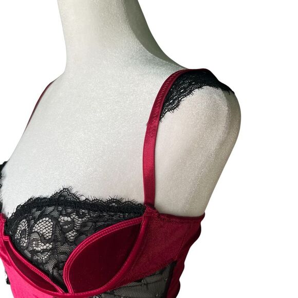 Frederick’s of Hollywood Georgine Velvet & Eyelash Lace Bodysuit/Teddy S New - Picture 3 of 9